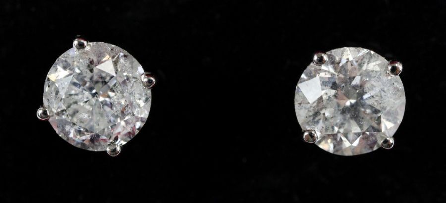 Pair of Substantial Diamond Stud Earrings - Image 2 of 3