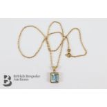 9ct Gold Aquamarine Pendant and Chain