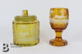 Bohemian Amber Glass Goblet