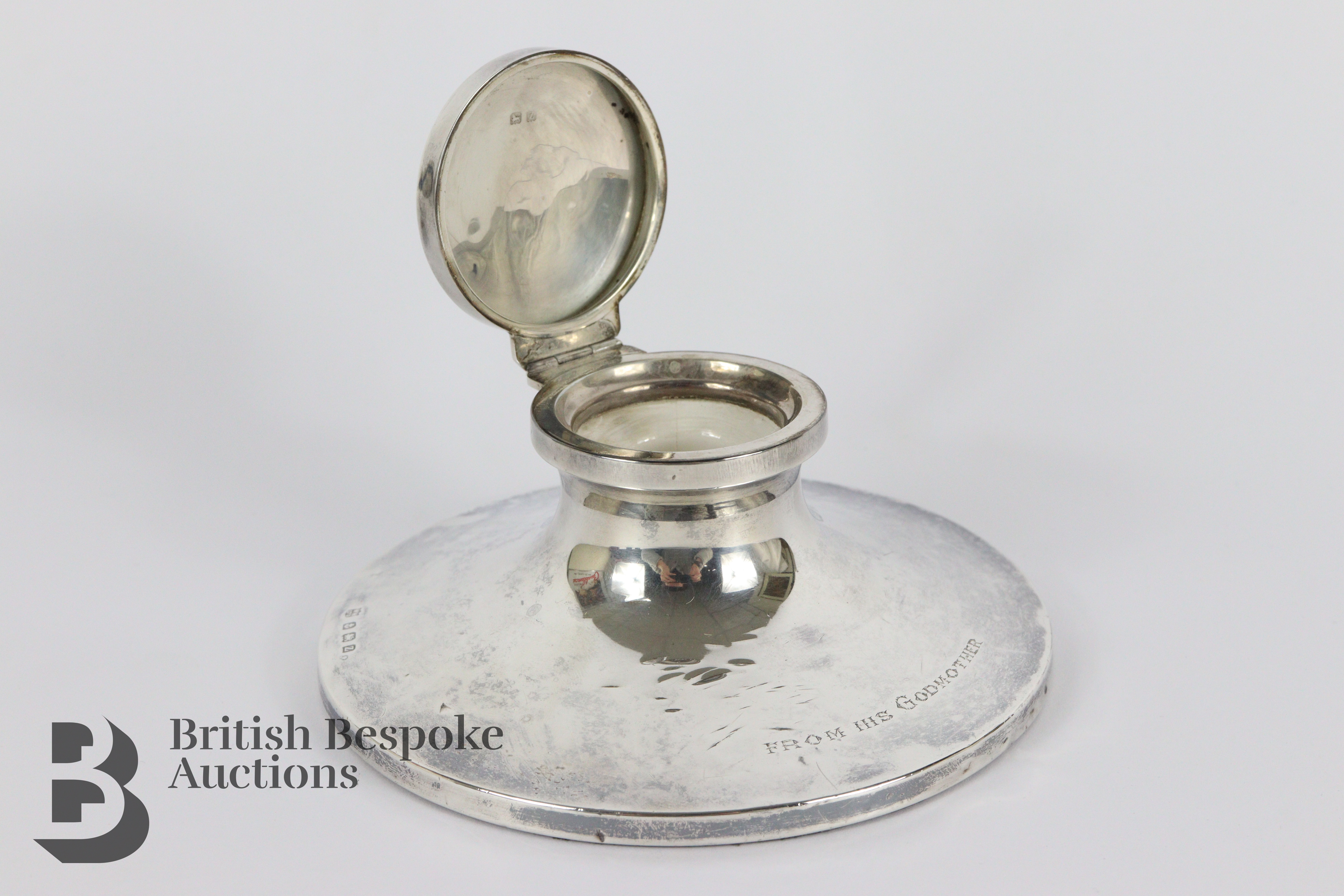 George V Silver Travelling Inkwell - Image 2 of 5