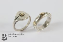 Bespoke Silver and 18ct Gold Bead Ring