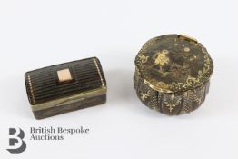 18th Century Bone and 14ct Gold Inlaid Circular Snuff Box