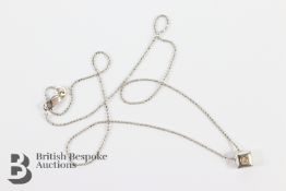 18ct White Gold Solitaire Diamond Pendant and Chain