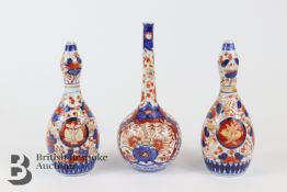 Pair of Imari Double Gourd Vases
