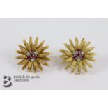 Pair of 18ct Gold Ruby and Diamond Earrings