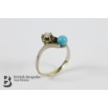 18ct Yellow Gold Turquoise and Diamond Ring