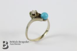 18ct Yellow Gold Turquoise and Diamond Ring