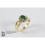 14ct Yellow Gold Columbian Emerald and Diamond Ring
