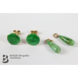 Pair of 14ct Jade Disc Earrings