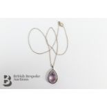 18ct White Gold and Amethyst Pendant