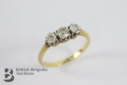 18ct Gold and Three-Stone Diamond Ring