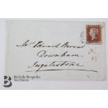 1850 Cover with 1d Red Cancelled in Blue
