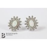 Pair of Silver CZ and Opal Stud Earrings