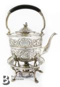 George V Irish Silver Kettle on Silver Stand