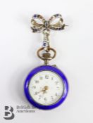 Silver and Guilloche Enamel Pocket Watch