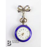 Silver and Guilloche Enamel Pocket Watch