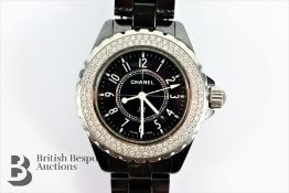 Ladies Black Chanel Diamond Wrist Watch
