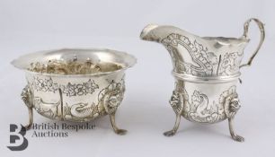 George V Silver Creamer and Sugar Bowl