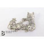 Silver Cat and Mouse Brooch