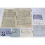 Cape of Good Hope Newspapers, Documents, Used Cheque, Cards and Mafeking Map 1800-1909