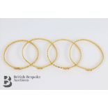Four 18ct+ Gold Curb Link Yellow Gold Bracelets
