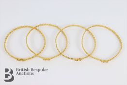 Four 18ct+ Gold Curb Link Yellow Gold Bracelets