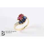 14/15ct Yellow Gold Ruby, Sapphire and Diamond Ring