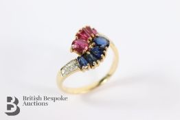 14/15ct Yellow Gold Ruby, Sapphire and Diamond Ring