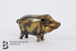 Brass Cased Pig Vesta