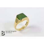 18ct Yellow Gold and Jade Signet Ring