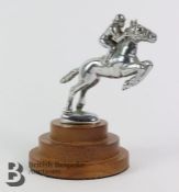 Vintage Chrome Car Mascot of Horse and Jockey