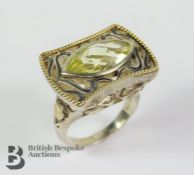 Silver and 18ct Yellow Gold Lemon Quartz Ring