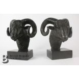 Pair of Bronzed Rams Head Bookends