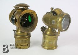 Two Antique Motor Lamps