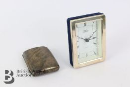 Robert Carr Silver Clock and Silver Cigarette Case