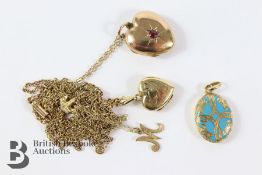 14/15ct Gold and Blue Enamel Mourning Pendant