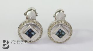 Pair of 14ct White Gold Diamond and Sapphire Earrings