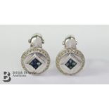 Pair of 14ct White Gold Diamond and Sapphire Earrings