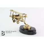 Brass Accessory Mascot of an WWI Bi-Plane