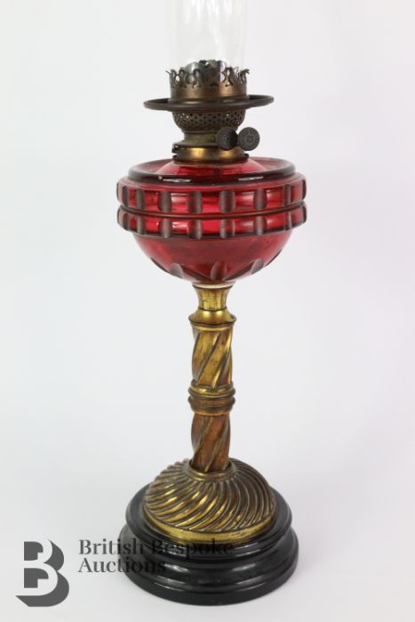 Palmer & Co Glass Oil Lamp - Image 2 of 2