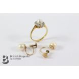 1920's 18ct Gold and Platinum Diamond and Pearl Ring