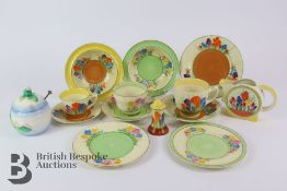 Clarice Cliff Hand Painted 'Crocus' Pattern Ceramics