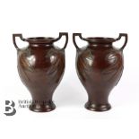 Pair of Japanese Bronze Vases