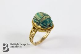 Grand Tour High Carat Gold Egyptian Scarab Beetle Ring