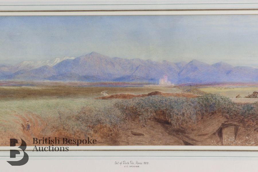 Out of Porta Pia Rome 1868 by John Collingham Moore - Image 3 of 4