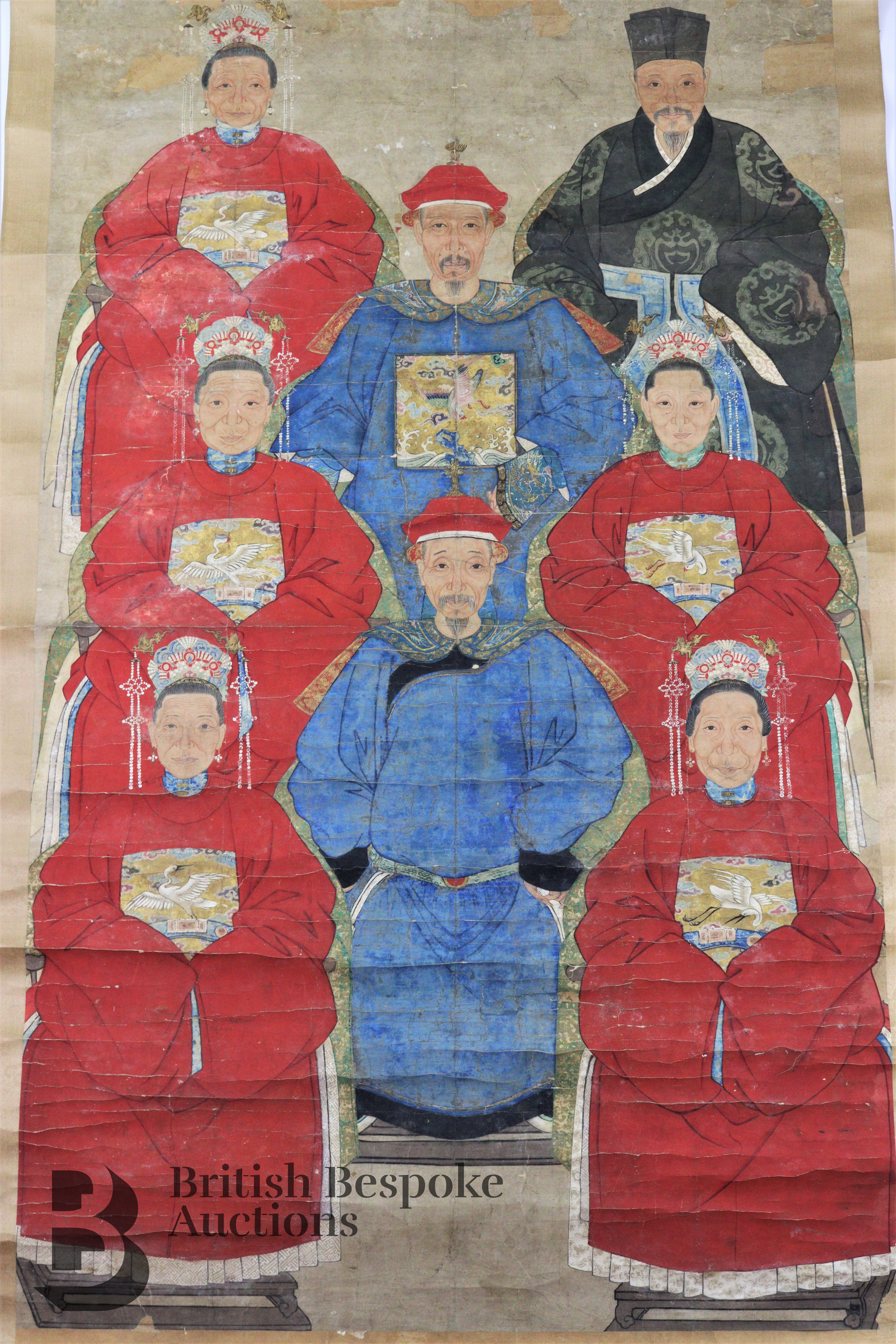 Mid-19th Century Chinese Portrait Ancestral Painting - Image 2 of 8