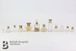 Ten Victorian and Edwardian Silver Topped Scent Bottles
