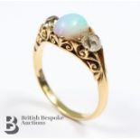 Antique 18ct Gold, Opal and Diamond Ring