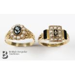 15ct Yellow Gold, Enamel Seed Pearl Mourning Ring