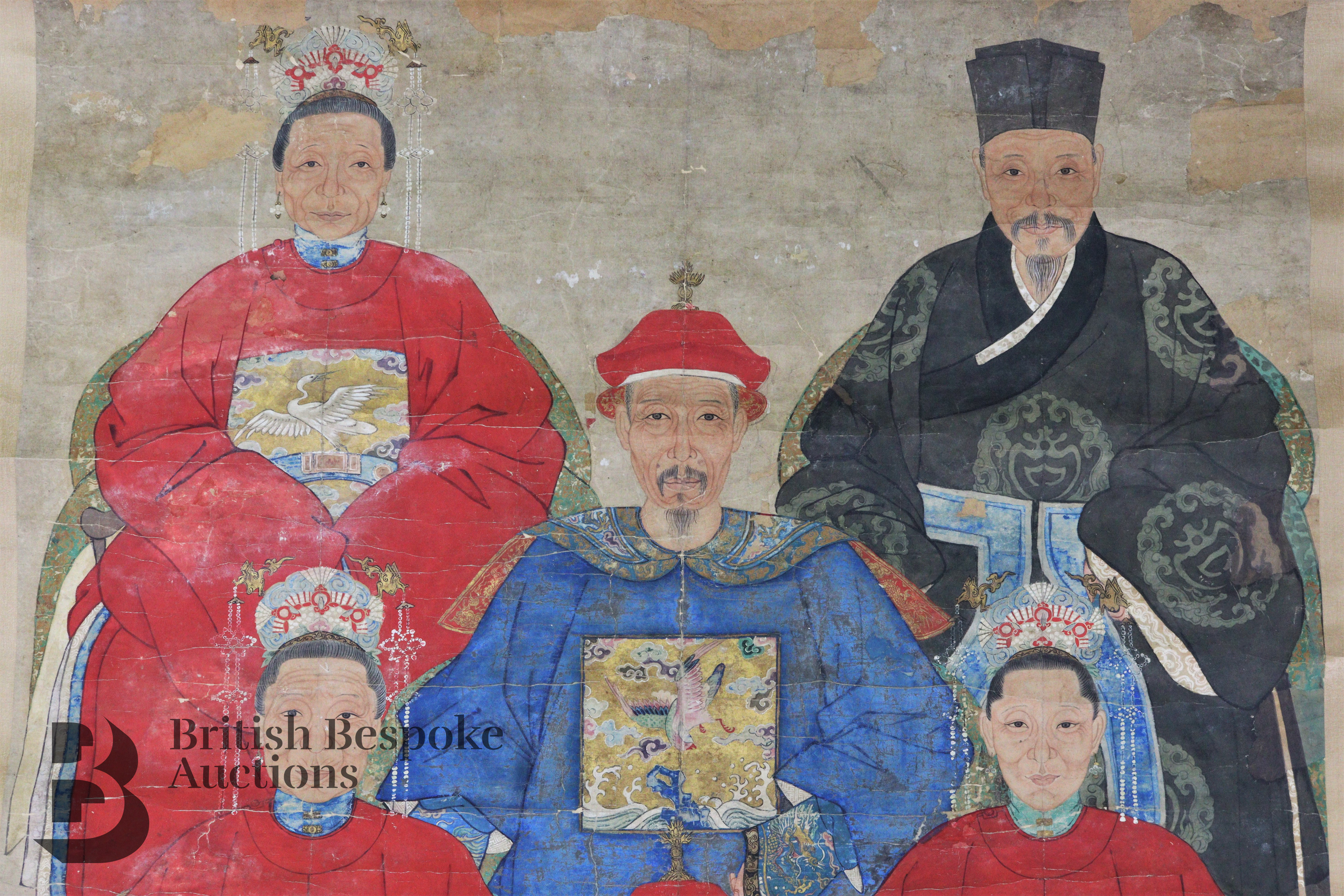 Mid-19th Century Chinese Portrait Ancestral Painting - Image 3 of 8